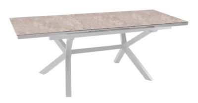 Table de jardin extensible Absolu blanc céramique Downtown Proloisirs L.180/240 x l.100 x H.76,5 cm