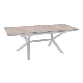 Table de jardin extensible Absolu blanc céramique Downtown Proloisirs L.180/240 x l.100 x H.76,5 cm