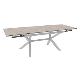 Table de jardin extensible Absolu blanc céramique Downtown Proloisirs L.180/280 x l.100 x H.76,5 cm