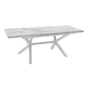 Table de jardin extensible Absolu blanc céramique Praline Proloisirs L.180/240 x l.100 x H.76,5 cm