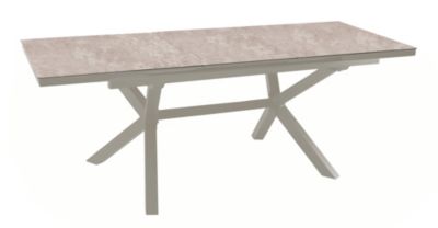 Table de jardin extensible Absolu crème céramique Downtown Proloisirs L.180/240 x l.100 x H.76,5 cm