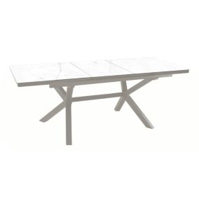 Table de jardin extensible Absolu crème céramique Dual White Proloisirs L.180/240 x l.100 x H.76,5 cm