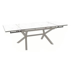 Table de jardin extensible Absolu crème céramique Dual White Proloisirs L.180/280 x l.100 x H.76,5 cm