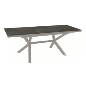 Table de jardin extensible Absolu crème céramique Lucca Proloisirs L.180/240 x l.100 x H.76,5 cm