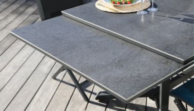 Table de jardin extensible Absolu crème céramique Lucca Proloisirs L.180/280 x l.100 x H.76,5 cm