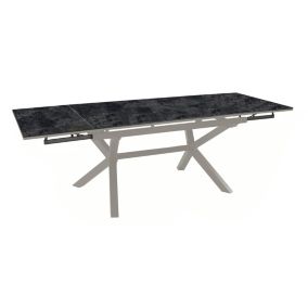 Table de jardin extensible Absolu crème céramique Magma Proloisirs L.180/280 x l.100 x H.76,5 cm