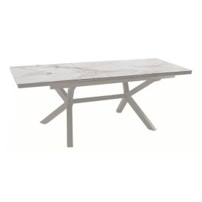 Table de jardin extensible Absolu crème céramique Praline Proloisirs L.180/240 x l.100 x H.76,5 cm