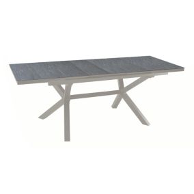 Table de jardin extensible Absolu crème HPL ardoise L.180/240 x l.100 x H.76 cm Proloisirs