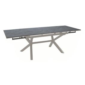 Table de jardin extensible Absolu crème HPL ardoise L.180/280 x l.100 x H.76 cm Proloisirs