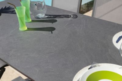 Table de jardin extensible Absolu crème HPL ardoise L.180/280 x l.100 x H.76 cm Proloisirs
