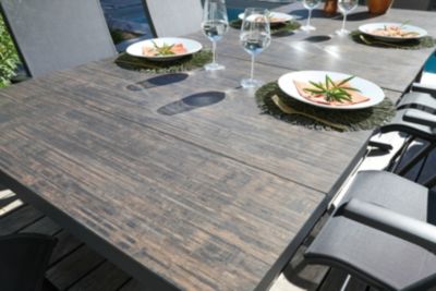 Table de jardin extensible Absolu crème HPL bambou L.180/240 x l.100 x H.76 cm Proloisirs