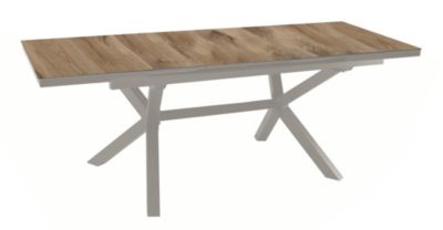 Table de jardin extensible Absolu crème HPL chêne L.180/240 x l.100 x H.76 cm Proloisirs