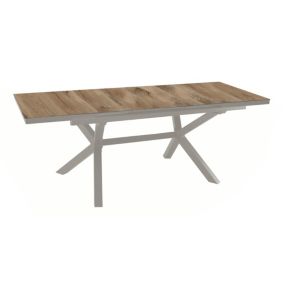 Table de jardin extensible Absolu crème HPL chêne L.180/240 x l.100 x H.76 cm Proloisirs