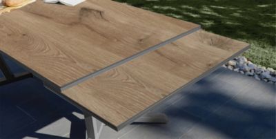 Table de jardin extensible Absolu crème HPL chêne L.180/240 x l.100 x H.76 cm Proloisirs