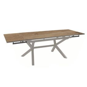 Table de jardin extensible Absolu crème HPL chêne L.180/280 x l.100 x H.76 cm Proloisirs