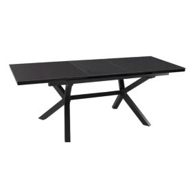 Table de jardin extensible Absolu Proloisirs céramique mat coloris Black Boreal châssis graphite P.100 cm x L.180/240 cm x H.77 cm