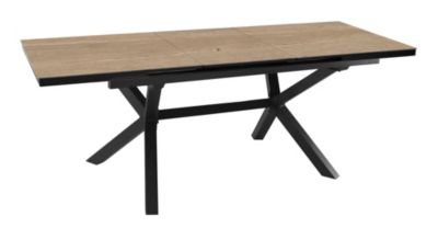 Table de jardin extensible Absolu Proloisirs céramique mat coloris chêne clair châssis graphite P.100 cm x L.180/240 cm x H.77 cm
