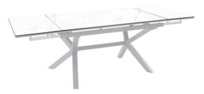 Table de jardin extensible Absolu Proloisirs céramique mat coloris Dual blanc châssis blanc P.100 cm x L.180/280 cm x H.77.5 cm