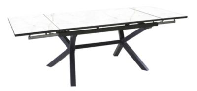 Table de jardin extensible Absolu Proloisirs céramique mat coloris Dual blanc châssis graphite P.100 cm x L.180/280 cm x H.77.5 cm