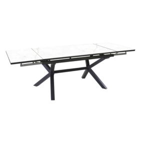 Table de jardin extensible Absolu Proloisirs céramique mat coloris Dual blanc châssis graphite P.100 cm x L.180/280 cm x H.77.5 cm