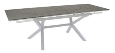 Table de jardin extensible Absolu Proloisirs céramique mat coloris Lucca châssis blanc P.100 cm x L.180/280 cm x H.77.5 cm