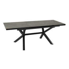 Table de jardin extensible Absolu Proloisirs céramique mat coloris Lucca châssis graphite P.100 cm x L.180/240 cm x H.77 cm