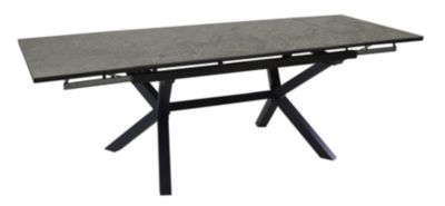 Table de jardin extensible Absolu Proloisirs céramique mat coloris Lucca châssis graphite P.100 cm x L.180/280 cm x H.77.5 cm