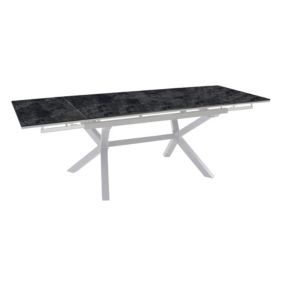 Table de jardin extensible Absolu Proloisirs céramique mat coloris Magma châssis blanc P.100 cm x L.180/280 cm x H.77.5 cm