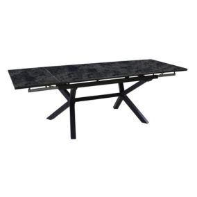 Table de jardin extensible Absolu Proloisirs céramique mat coloris Magma châssis graphite P.100 cm x L.180/280 cm x H.77.5 cm