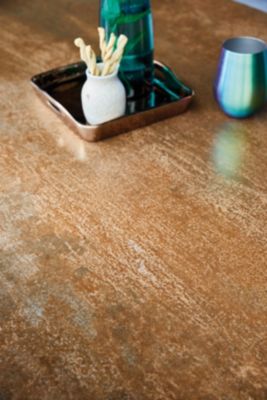 Table de jardin extensible Absolu Proloisirs céramique mat coloris Oxyde châssis graphite P.100 cm x L.180/240 cm x H.77 cm