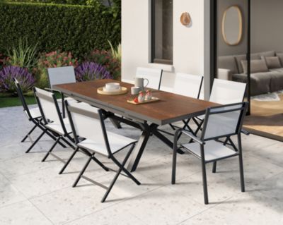 Table de jardin extensible Absolu Proloisirs céramique mat coloris Oxyde châssis graphite P.100 cm x L.180/240 cm x H.77 cm