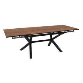 Table de jardin extensible Absolu Proloisirs céramique mat coloris Oxyde châssis graphite P.100 cm x L.180/280 cm x H.77.5 cm