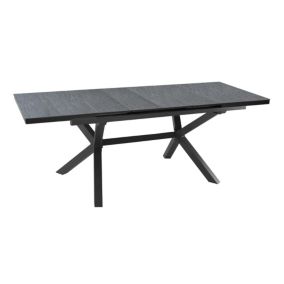 Table de jardin extensible Absolu Proloisirs HPL mat coloris Ardoise châssis graphite P.100 cm x L.180/240 cm x H.77 cm