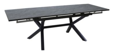 Table de jardin extensible Absolu Proloisirs HPL mat coloris Ardoise châssis graphite P.100 cm x L.180/280 cm x H.77.5 cm