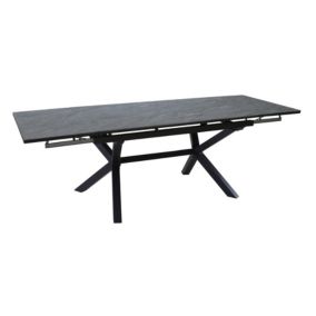 Table de jardin extensible Absolu Proloisirs HPL mat coloris Ardoise châssis graphite P.100 cm x L.180/280 cm x H.77.5 cm