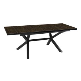 Table de jardin extensible Absolu Proloisirs HPL mat coloris Bambou châssis graphite P.100 cm x L.180/240 cm x H.77 cm