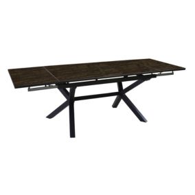 Table de jardin extensible Absolu Proloisirs HPL mat coloris Bambou châssis graphite P.100 cm x L.180/280 cm x H.77.5 cm