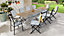 Table de jardin extensible Absolu Proloisirs HPL mat coloris chêne châssis blanc P.100 cm x L.180/280 cm x H.77.5 cm