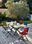 Table de jardin extensible Absolu Proloisirs HPL mat coloris chêne châssis graphite P.100 cm x L.180/240 cm x H.77 cm