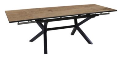 Table de jardin extensible Absolu Proloisirs HPL mat coloris chêne châssis graphite P.100 cm x L.180/280 cm x H.77.5 cm