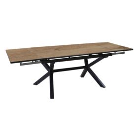 Table de jardin extensible Absolu Proloisirs HPL mat coloris chêne châssis graphite P.100 cm x L.180/280 cm x H.77.5 cm