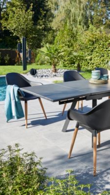 Table de jardin extensible Agra en aluminium coloris graphite L.150/250 x l.90 x H.74 cm