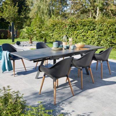 Table de jardin extensible Agra en aluminium coloris graphite L.150/250 x l.90 x H.74 cm
