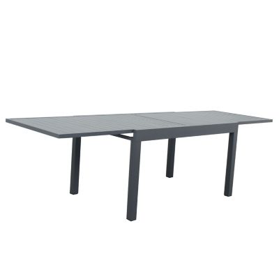 Table de jardin extensible aluminium 135/270cm + 10 Fauteuils empilables textilène Gris Anthracite - ANDRA 10