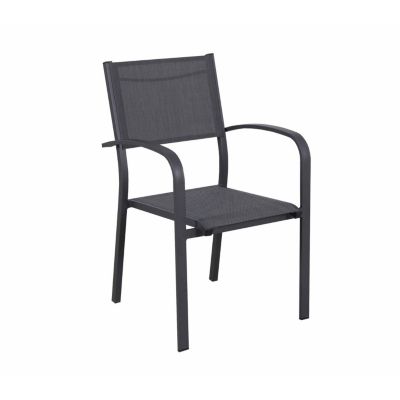 Table de jardin extensible aluminium 270cm + 8 fauteuils empilables textilène anthracite - LIO 8