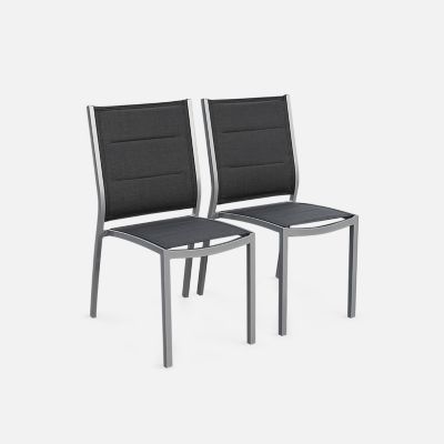 Table de jardin extensible aluminium + 6 assises - Chicago 210 Gris - Table en aluminium 150/210cm avec rallonge et 6 assises en