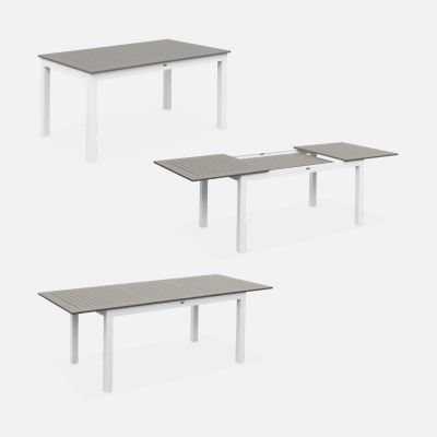 Table de jardin extensible aluminium + 6 assises - Chicago 210 Taupe - Table en aluminium 150/210cm avec rallonge et 6 assises en