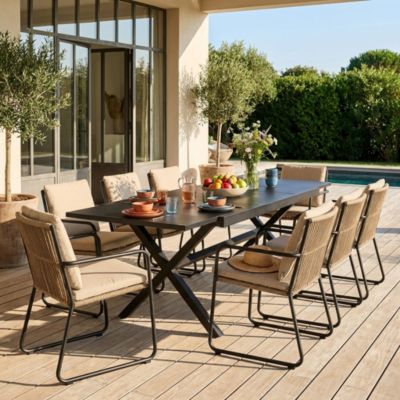 Table de jardin extensible aluminium 8 places anthracite - Ventura