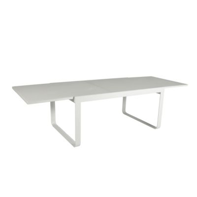 Table de jardin extensible aluminium gris clair et verre trempé Aloha Arcane L.160/280 x l.100 x H.75 cm