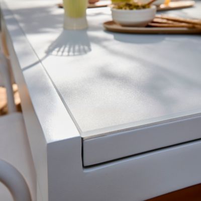 Table de jardin extensible aluminium gris clair et verre trempé Aloha Arcane L.160/280 x l.100 x H.75 cm